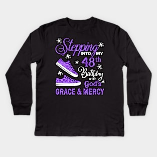 Stepping Into My 48th Birthday With God's Grace & Mercy Bday Kids Long Sleeve T-Shirt